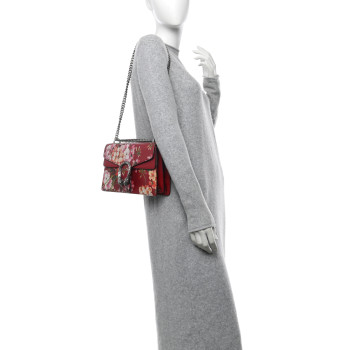 GUCCI Calfskin Blooms Print Small Dionysus Shoulder Bag Romantic Cherry Multicolor