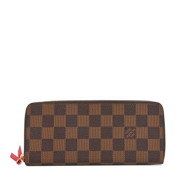 LOUIS VUITTON Damier Ebene Clemence Wallet Cherry