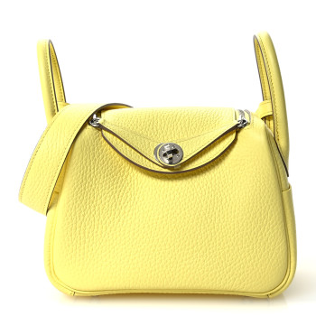HERMES Taurillon Clemence Mini Lindy 20 Limoncello