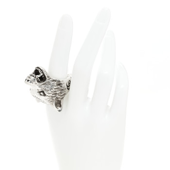 GUCCI Sterling Silver Large Anger Forest Wolf Head Ring 65 11