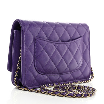 CHANEL Caviar Quilted Wallet On Chain WOC Purple