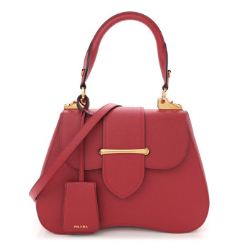 PRADA Saffiano Lux Large Sidonie Top Handle Bag Fuoco