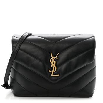 SAINT LAURENT Calfskin Y Quilted Monogram Toy Loulou Crossbody Bag Black