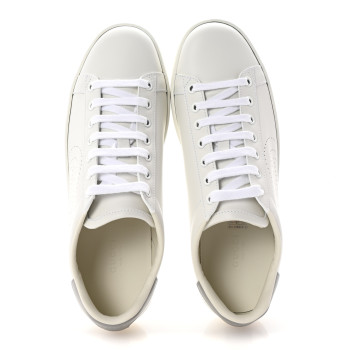 GUCCI Calfskin Interlocking G Perforated Womens Ace Sneakers 39 White Grey Sky