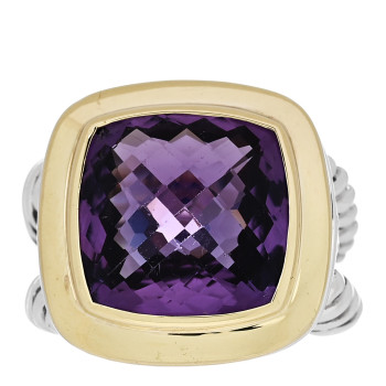 DAVID YURMAN Sterling Silver 18K Yellow Gold Amethyst 11mm Albion Ring 51 5.75