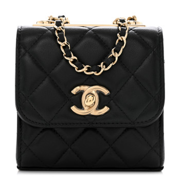 CHANEL Lambskin Quilted Mini Trendy CC Clutch With Chain Black
