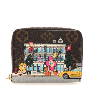 LOUIS VUITTON Monogram 2022 Christmas Animation New York Soho Zippy Coin Purse Yellow