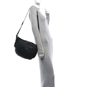 GUCCI Pebbled Calfskin Small Soho Hobo Black