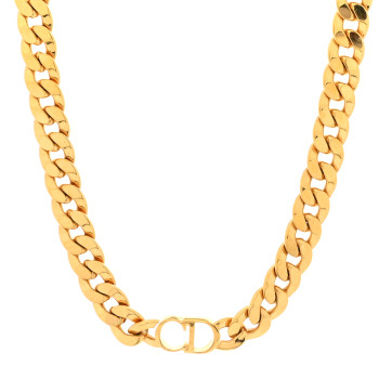 CHRISTIAN DIOR Metal CD Choker Necklace Gold
