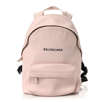 BALENCIAGA Smooth Calfskin Logo Small Everyday Backpack Light Rose Black