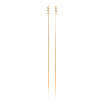 SAINT LAURENT Metal Monogram Pendant Threader Earrings Gold