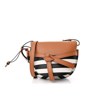 LOEWE Calfskin Marine Stripe Small Gate Crossbody Bag Tan LOEWE Calfskin Marine Stripe Small Gate Crossbody Bag Tan
