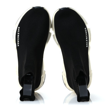 BALENCIAGA Neoprene Knit Womens Speed Sneakers 35 Black White