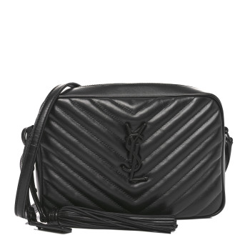 SAINT LAURENT Calfskin Matelasse Monogram Monochrome Lou Camera Bag Black