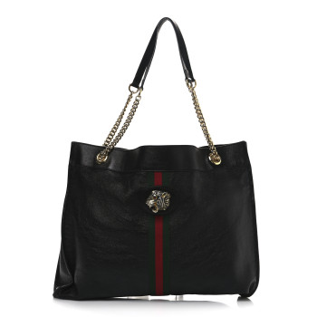 GUCCI Calfskin Large Rajah Chain Tote Black