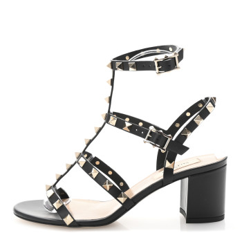 VALENTINO GARAVANI Calfskin Rockstud 60mm City Sandals 36 Black