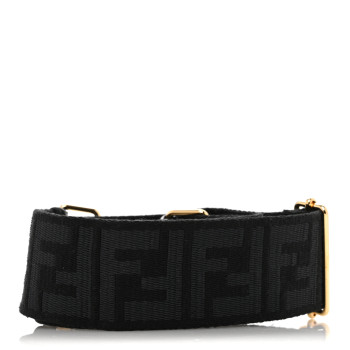FENDI Ribbon Vitello Seta FF 1974 Adjustable Strap You Black