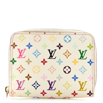 LOUIS VUITTON Monogram Multicolor Zippy Coin Purse Wallet White Litchi
