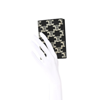 CELINE Triomphe Canvas Vertical Card Holder Black White
