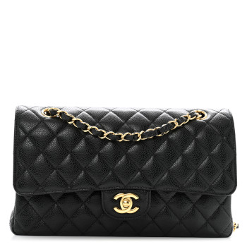 CHANEL Caviar Quilted Medium Double Flap Black