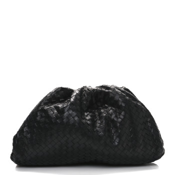 BOTTEGA VENETA Nappa Maxi Intreccio The Pouch Oversized Clutch Black