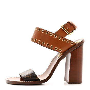 LOUIS VUITTON Calfskin Monogram Passenger Heeled Sandals 39