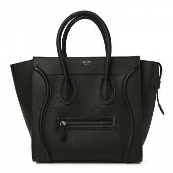 CELINE Drummed Calfskin Mini Luggage Black