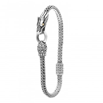 JOHN HARDY Sterling Silver 18K Yellow Gold 5mm Naga Dragon Station Bracelet