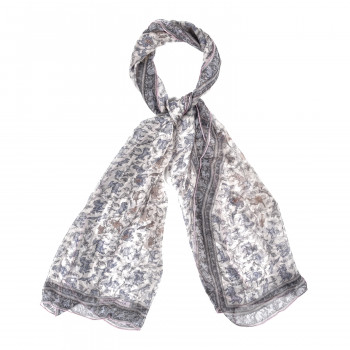 HERMES Silk Mousseline Chasse En Inde Stole Rose The Bleu Jean Mauve