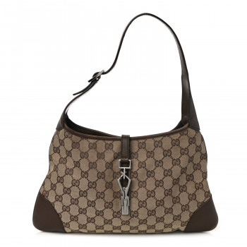 GUCCI Monogram Lobster Clasp Jackie O Hobo Brown
