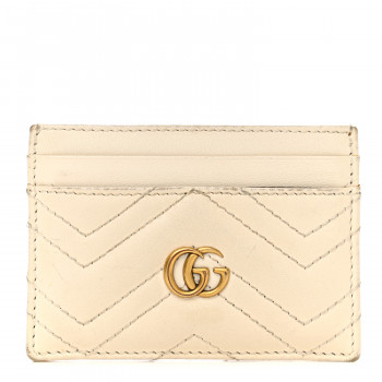 GUCCI Calfskin Matelasse GG Marmont Card Holder White