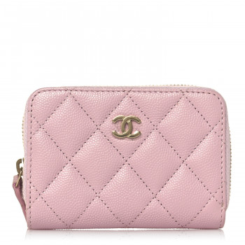 CHANEL Caviar Quilted Zip Coin Purse Light Pink