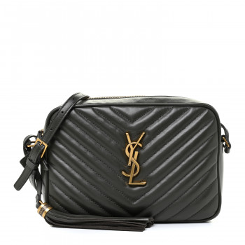 SAINT LAURENT Calfskin Matelasse Monogram Lou Camera Bag Military Olive