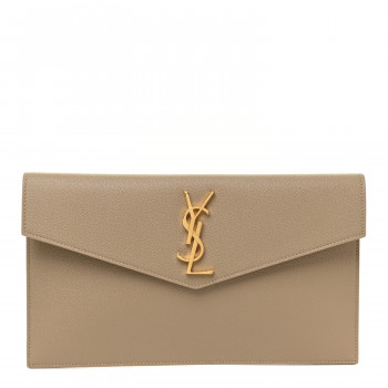 SAINT LAURENT Grain De Poudre Uptown Pouch Dark Beige