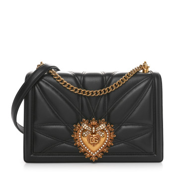 DOLCE & GABBANA Calfskin Large Devotion Crossbody Bag Black