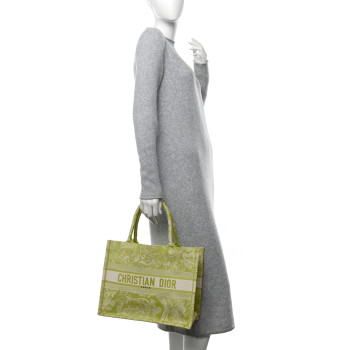 CHRISTIAN DIOR Canvas Embroidered Medium Dioriviera Toile De Jouy Book Tote D-Lite Green