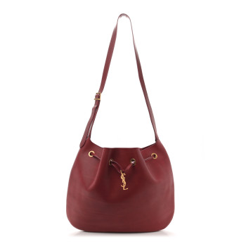 SAINT LAURENT Smooth Calfskin Paris VII Large Flat Hobo Red