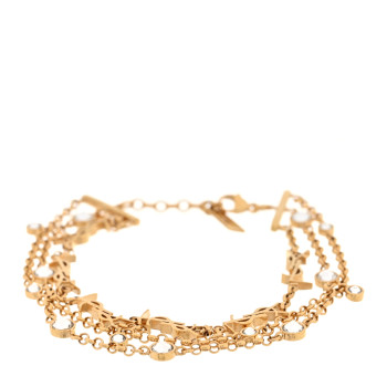 SAINT LAURENT Brass Crystal Monogram Multi Strand Bracelet M Gold