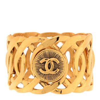 CHANEL Metal CC Sunburst Cuff Gold