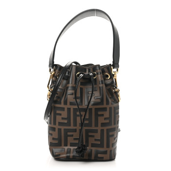 FENDI Vitello Liberty F is Fendi Bi-Color FF 1974 Embossed Mini Mon Tresor Bucket Bag Maya Black