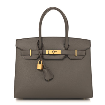 HERMES Epsom Birkin Sellier 30 Etain