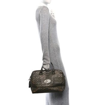 MULBERRY Metallic Snake Print Medium Del Rey Satchel Gold