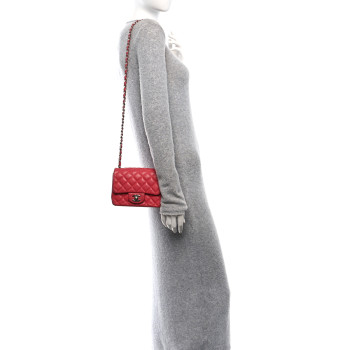 CHANEL Caviar Quilted Mini Square Flap Pink
