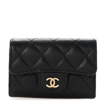 CHANEL Caviar Quilted Classic 4 Key Holder Wallet Black