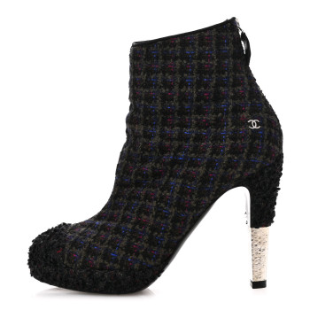 CHANEL Tweed Short Ankle Boots 38 Multicolor