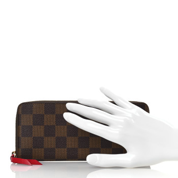 LOUIS VUITTON Damier Ebene Clemence Wallet Cherry