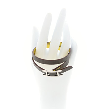 HERMES Epsom Hapi 3MM Triple Wrap Bracelet T5 Etain Soufre