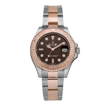 ROLEX Stainless Steel 18K Everose Gold 37mm Yacht-Master Watch Chocolate 268621