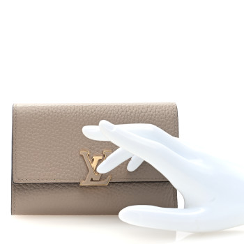 LOUIS VUITTON Taurillon Capucines Compact Wallet Galet