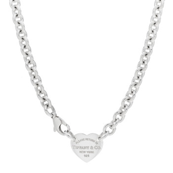 TIFFANY Sterling Silver Return to Tiffany Heart Tag Choker Necklace
